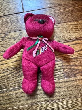 Chloe Pink Plush Bear with Ribbon Accent